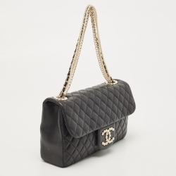 Pre Owned Chanel Black Quilted Leather Medium Westminster Pearl Single Flap Bag