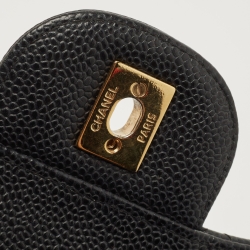 Pre Owned Chanel Black Quilted Caviar Leather Jumbo Classic Double Flap Bag