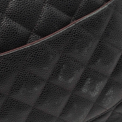 Pre Owned Chanel Black Quilted Caviar Leather Jumbo Classic Double Flap Bag