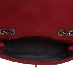 Pre Owned Chanel Red Diamond Stitch Leather Mini Flap Bag