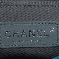 Pre Owned Chanel Green Diamond Stitch Leather Mini Flap Bag