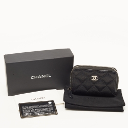 مملوكة مسبقًا Chanel Black Quilted Caviar Leather Classic Zipped Coin Purse