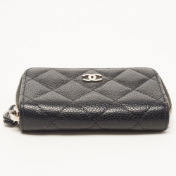 مملوكة مسبقًا Chanel Black Quilted Caviar Leather Classic Zipped Coin Purse
