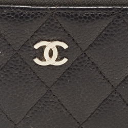 مملوكة مسبقًا Chanel Black Quilted Caviar Leather Classic Zipped Coin Purse