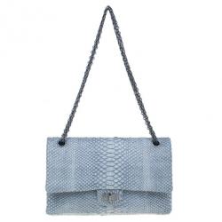 Pre Owned Chanel White Python 2.55 Reissue 226 Flap Bag