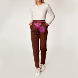 مملوكة مسبقًا Chanel Magenta Quilted Leather and Wool Mini Waist and Coin Purse Bag