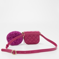 مملوكة مسبقًا Chanel Magenta Quilted Leather and Wool Mini Waist and Coin Purse Bag