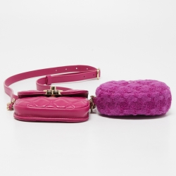 مملوكة مسبقًا Chanel Magenta Quilted Leather and Wool Mini Waist and Coin Purse Bag