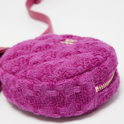 مملوكة مسبقًا Chanel Magenta Quilted Leather and Wool Mini Waist and Coin Purse Bag