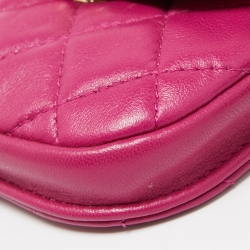 مملوكة مسبقًا Chanel Magenta Quilted Leather and Wool Mini Waist and Coin Purse Bag