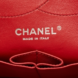 Pre Owned Chanel Red Quilted Aged Leather Reissue 2.55 Classic 227 Flap Bag