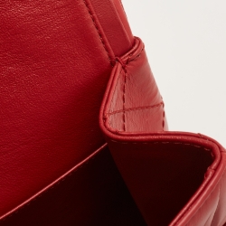 Pre Owned Chanel Red Quilted Aged Leather Reissue 2.55 Classic 227 Flap Bag
