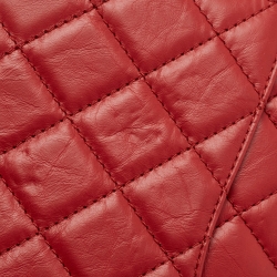 Pre Owned Chanel Red Quilted Aged Leather Reissue 2.55 Classic 227 Flap Bag