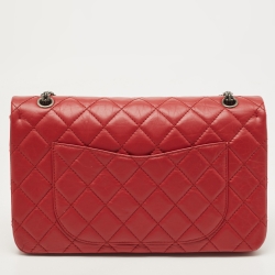 Pre Owned Chanel Red Quilted Aged Leather Reissue 2.55 Classic 227 Flap Bag