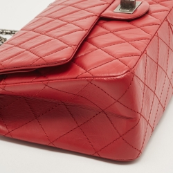 Pre Owned Chanel Red Quilted Aged Leather Reissue 2.55 Classic 227 Flap Bag