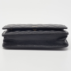 Chanel Black Quilted Caviar Leather Classic Wallet on Chain