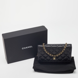 Chanel Black Quilted Caviar Leather Classic Wallet on Chain