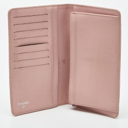 Chanel Light Pink Caviar Leather CC Bifold Long Wallet