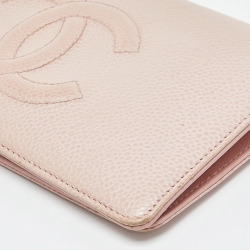 Chanel Light Pink Caviar Leather CC Bifold Long Wallet