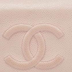 Chanel Light Pink Caviar Leather CC Bifold Long Wallet