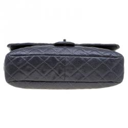 Pre Owned حقيبة شانيل قلاب ايزي كبيرة جلد كافيار مبطنة رصاصية داكنة ميتالك