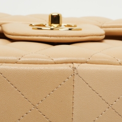 Pre Owned Chanel Beige Quilted Leather Jumbo Classic Double Flap Bag