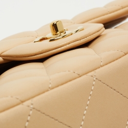 Pre Owned Chanel Beige Quilted Leather Jumbo Classic Double Flap Bag