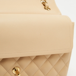 Pre Owned Chanel Beige Quilted Leather Jumbo Classic Double Flap Bag