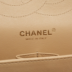 Pre Owned Chanel Beige Quilted Leather Jumbo Classic Double Flap Bag