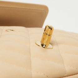 Pre Owned Chanel Beige Quilted Leather Jumbo Classic Double Flap Bag