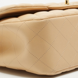 Pre Owned Chanel Beige Quilted Leather Jumbo Classic Double Flap Bag
