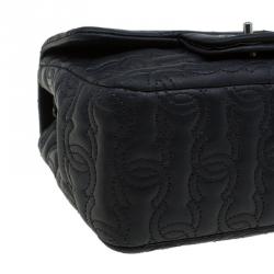 Pre Owned Chanel Black Embroidered CC Leather Mini Square Classic Flap Bag