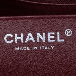 Pre Owned Chanel Burgundy Quilted Caviar Leather Maxi Classic Single Flap Bag