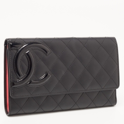 Chanel Black Quilted Leather Cambon Ligne Wallet