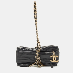 Pre Owned Chanel Black Quilted Leather Paris-Bombay Baluchon Bag