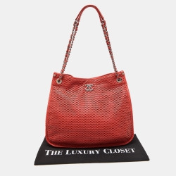 Chanel Red Perforated Leather Up in the Air Shoulder Bag