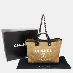 Chanel Beige/Black Canvas and Leather Large Deauville Shopper Tote