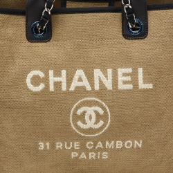 Chanel Beige/Black Canvas and Leather Large Deauville Shopper Tote