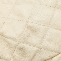 Pre Owned Chanel Cream/Dark Grey Ombre Quilted Caviar Leather Large Shopper Tote