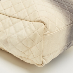 Pre Owned Chanel Cream/Dark Grey Ombre Quilted Caviar Leather Large Shopper Tote