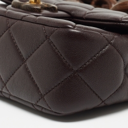 Chanel Burgundy Quilted Leather and Wood Mini Flap Bag 