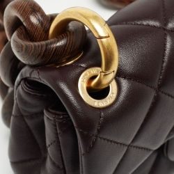 Chanel Burgundy Quilted Leather and Wood Mini Flap Bag 