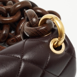 Chanel Burgundy Quilted Leather and Wood Mini Flap Bag 