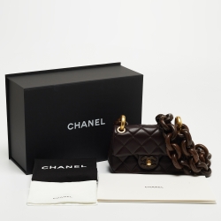 Chanel Burgundy Quilted Leather and Wood Mini Flap Bag 