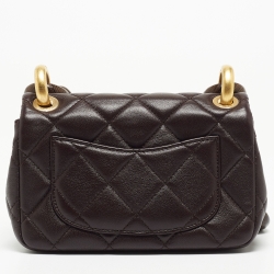 Chanel Burgundy Quilted Leather and Wood Mini Flap Bag 