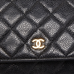 Pre Owned Chanel Black Quilted Caviar Leather Classic WOC Bag