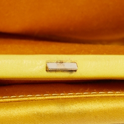 Pre Owned Chanel Yellow Satin Crystals Embellished CC Camellia Frame Clutch