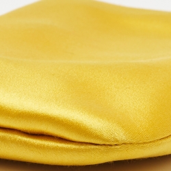 Pre Owned Chanel Yellow Satin Crystals Embellished CC Camellia Frame Clutch