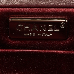 Pre Owned Chanel Burgundy Quilted Leather CC Long Clutch