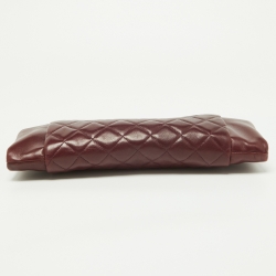 Pre Owned Chanel Burgundy Quilted Leather CC Long Clutch